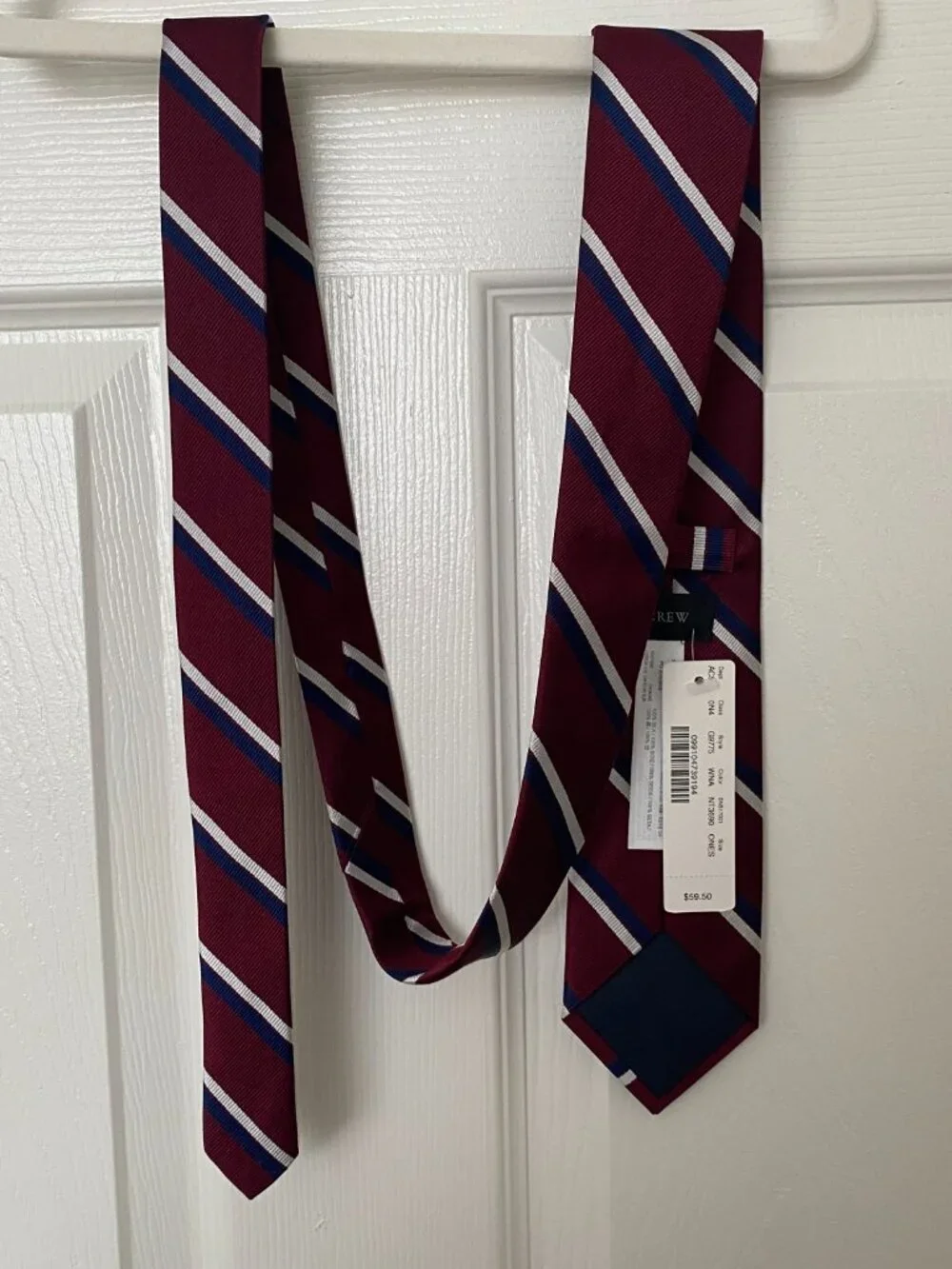NWT J.Crew Burgundy Silk Repp Stripe Tie